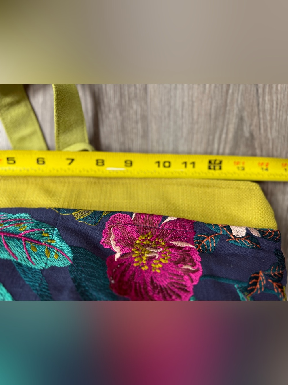 Atenti Short Caddy Flora Embroidered Project Bag Caddy Pockets Knitting Crafts - Picture 8 of 12